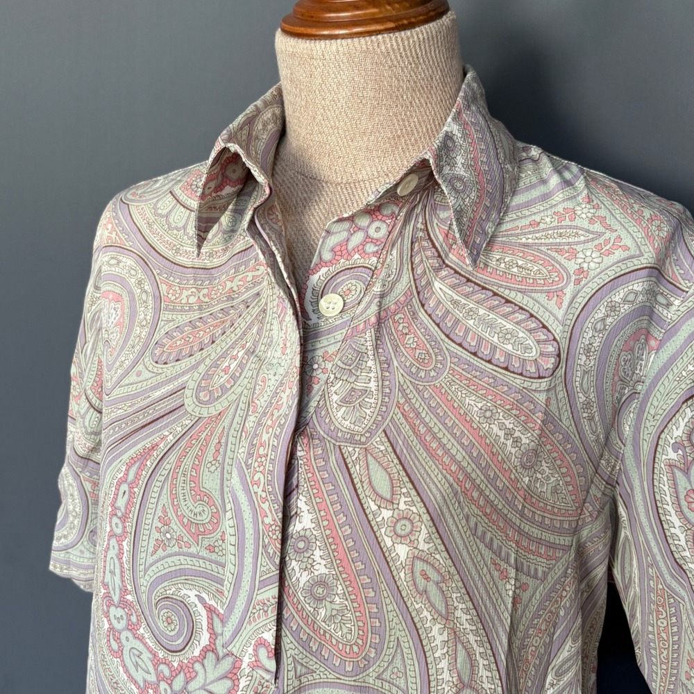Vintage Alfred Dunner Paisley Blouse | Petite 6 | Pink Sage 1980s